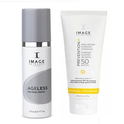 Combo Sữa Rửa Mặt + Kem Chống Nắng Image (Ageless Total Facial Cleanser 177ml + Prevention SPF 50 170g)