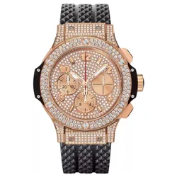 Đồng Hồ Nữ Hublot Bigbang Chronograph 41mm Gold Full Diamond 341.PX.9010.RX.1704 Màu Vàng Đen