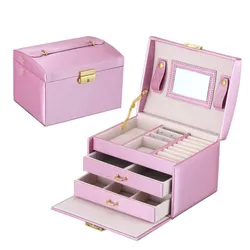 Hộp Đựng Đồ Trang Sức LiLi Jewelry LILI_611947 Bọc Da, Nhung Màu Hồng
