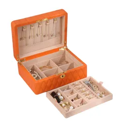 Hộp Đựng Đồ Trang Sức Nam Nữ Bọc Da LiLi Jewelry Jasmine LILI_055606 Màu Cam