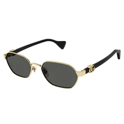 Kính Mát Nữ Gucci Round-Frame Sunglasses GG1593S 001 Màu Xám Gọng Đen/Vàng