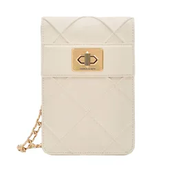 Túi Đeo Chéo Nữ Charles & Keith CNK Eleni Quilted Elongated Crossbody Bag 80681129 Cream Màu Kem