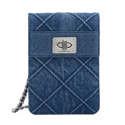 Túi Đeo Chéo Nữ Charles & Keith CNK Eleni Quilted Elongated Crossbody Bag 80681129 Denim Blue Màu Xanh Denim