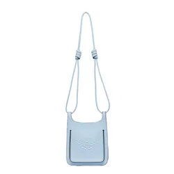 Túi Đeo Chéo Nữ MCM Himmel Hobo In Embossed Logo Leather MWHESAC01CO001 Màu Xanh