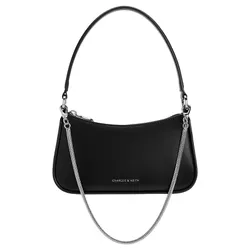 Túi Đeo Vai Nữ Charles & Keith CNK Curved Shoulder Bag Noir 80151362-A Màu Đen