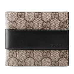 Ví Nam Gucci GG Supreme Canvas And Leather Wallet 451240 Màu Đen/Be