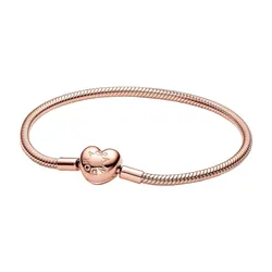 Vòng Đeo Tay Nữ Pandora Moments Heart Clasp Snake Chain Bracelet 14K Rose Gold 583050C00 Màu Vàng Hồng Size 19