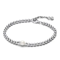 Vòng Đeo Tay Nữ Pandora Treated Freshwater Cultured Pearl & Beads Bracelet 593173C01 Màu Bạc Size 18