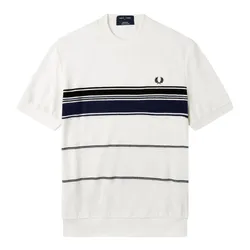 Áo Phông Nam Fred Perry Striped Towelling Tshirt Màu Trắng Size S