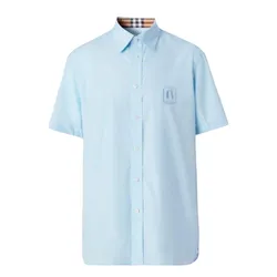 Áo Polo Nam Burberry Check Collar Piqué Shirt  8053022 Màu Xanh Nhạt Size M
