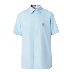 Áo Polo Nam Burberry Check Collar Piqué Shirt  8053022 Màu Xanh Nhạt Size S