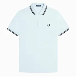 Áo Polo Nam Fred Perry Short Sleeve Twin Tipped Polo Shirt Màu Xanh Da Trời Size S