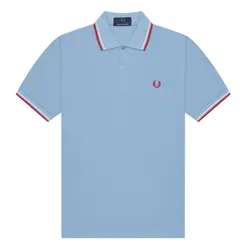 Áo Polo Nam Fred Perry Twin Tipped Polo Shirt Màu Xanh Dương Nhạt Size S