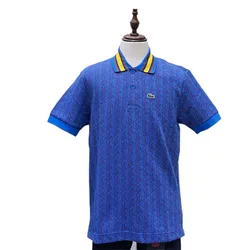 Áo Polo Nam Lacoste Classic Fit Contrast Collar Monogram Màu Xanh Blue Size 3