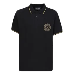 Áo Polo Nam Versace Jeans Couture Logo Embroidered Polo Shirt 74GAGT06CJ01T Black Màu Đen Size XS