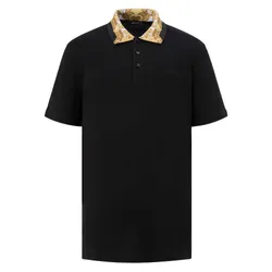 Áo Polo Nam Versace Logo Embroidered Pattern 1012260 Màu Đen Size XS