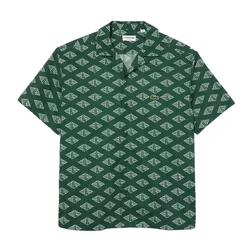 Áo Sơ Mi Cộc Tay Nam Lacoste Men's Short Sleeve Monogram Shirt CH7882-51 Màu Xanh Green Size 38