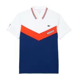 Áo Thun Nam Lacoste Slim Fit Tennis Seamless Effect T-Shirt DH1099.LIH Màu Trắng/Xanh Size 4