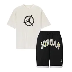 Bộ Quần Áo Cộc Tay Nam Nike Jordan x OffWhite Màu Đen Trắng Size S