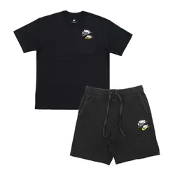 Bộ Quần Áo Cộc Tay Nam Nike Premium Pocket Casual Breathable Logo DV3316-010/DV3315-010 Màu Đen Size M