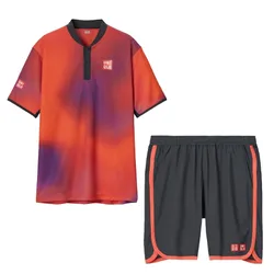 Bộ Thể Thao Nam Uniqlo Tennis Kei Nishikori Màu Đỏ Đen Size S