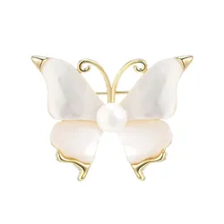 Cài Áo Nữ Meri Elegant Butterfly BR718 Màu Vàng/Trắng