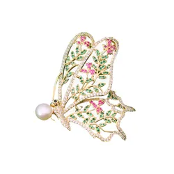 Cài Áo Nữ Meri Floral Butterfly BR730 Màu Vàng Gold