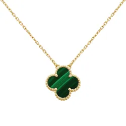 Dây Chuyền Nữ Van Cleef & Arpels Vintage Alhambra Pendant 18K Yellow Gold, Malachite VCARO9VA00 Màu Vàng Xanh