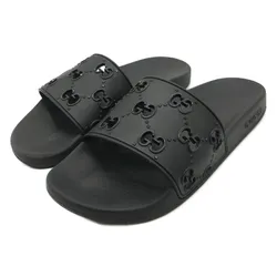 Dép Nam Gucci Rubber GG Slide Sandal Black 575957 Màu Đen Size 5