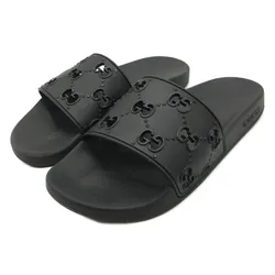 Dép Nam Gucci Rubber GG Slide Sandal Black 575957 Màu Đen Size 3