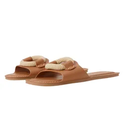 Dép Nữ Charles & Keith CNK Raffia Ring Slide Sandals 70381045 Màu Nâu