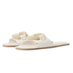 Dép Nữ Charles & Keith CNK Raffia Ring Slide Sandals 70381045 Màu Trắng