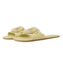 Dép Nữ Charles & Keith CNK Raffia Ring Slide Sandals 70381045 Màu Xanh Cốm