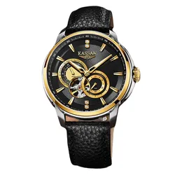 Đồng Hồ Nam Kassaw K978-3 Open Heart Màu Đen Vàng