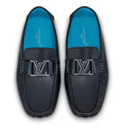 Giày Lười Nam Louis Vuitton LV Monte Carlo Moccasin Marine Màu Xanh Đen Size 7.5
