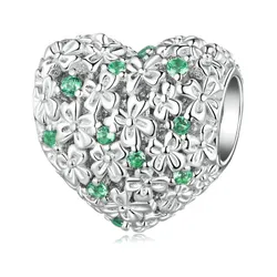 Hạt Vòng Charm Nữ Lili Jewelry Đính Đá CZ Cỏ 4 Lá May Mắn Daleyza LILI_088590 2 Màu Xanh Bạc