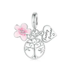 Hạt Vòng Charm Nữ Lili Jewelry Đính Đá CZ Hình Bông Hoa Anh Đào Jany LILI_089626 3 Màu Bạc Phối Hồng