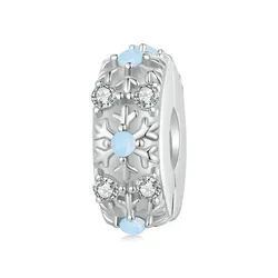 Hạt Vòng Charm Nữ Lili Jewelry Đính Đá CZ Hình Bông Hoa Tuyết Aviana LILI_086892 2 Màu Xanh Bạc