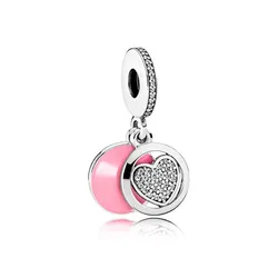 Hạt Vòng Charm Pandora Devoted Heart Dangle Charm 792149EN24 Màu Hồng