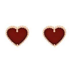 Khuyên Tai Nữ Van Cleef & Arpels 18K Heart Earring Màu Đỏ (Chế Tác)