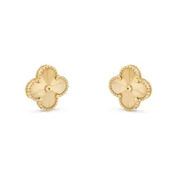 Khuyên Tai Nữ Van Cleef & Arpels Gold Alhambra Earrings 18 Karat Yellow Gold Màu Vàng (Chế Tác)