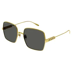 Kính Mát Gucci GG1434S 001 Lettering Logo Sunglasses Màu Vàng Xám