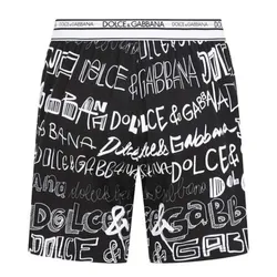 Quần Short Nam Dolce & Gabbana D&G Logo Print M4B56J Màu Đen Trắng Size S