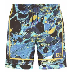 Quần Short Nam Dolce & Gabbana D&G Marble-Print Mid-Length Swim M4A13T Màu Xanh Size S