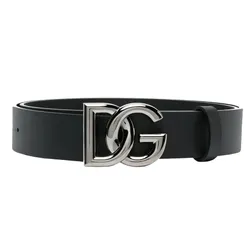 Thắt Lưng Nam Dolce & Gabbana D&G Belt Black Leather With Silver Logo BC4644 AX622 8V363 Bản 3.5cm Màu Đen Size 85