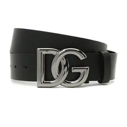 Thắt Lưng Nam Dolce & Gabbana D&G Belt Black Leather With Silver Logo BC4644 AX622 8V363 Bản 4cm Màu Đen Size 85