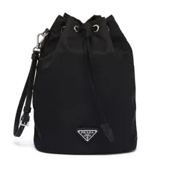 Túi Cầm Tay Nữ Prada Nylon Bucket Drawstring Pouch Bag Màu Đen