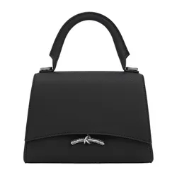 Túi Đeo Chéo Nữ Charles & Keith CNK Huxley Metallic Push-Lock Top Handle Bag 50270807-A Màu Đen