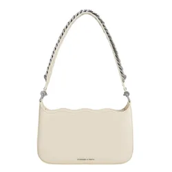 Túi Đeo Vai Nữ Charles & Keith CNK Wavy Braided Chain-Link Shoulder Bag 20271135 Màu Kem