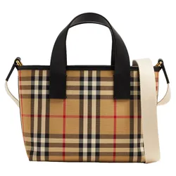 Túi Tote Nữ Burberry Canvas Check Tote Bag Màu Be Kẻ